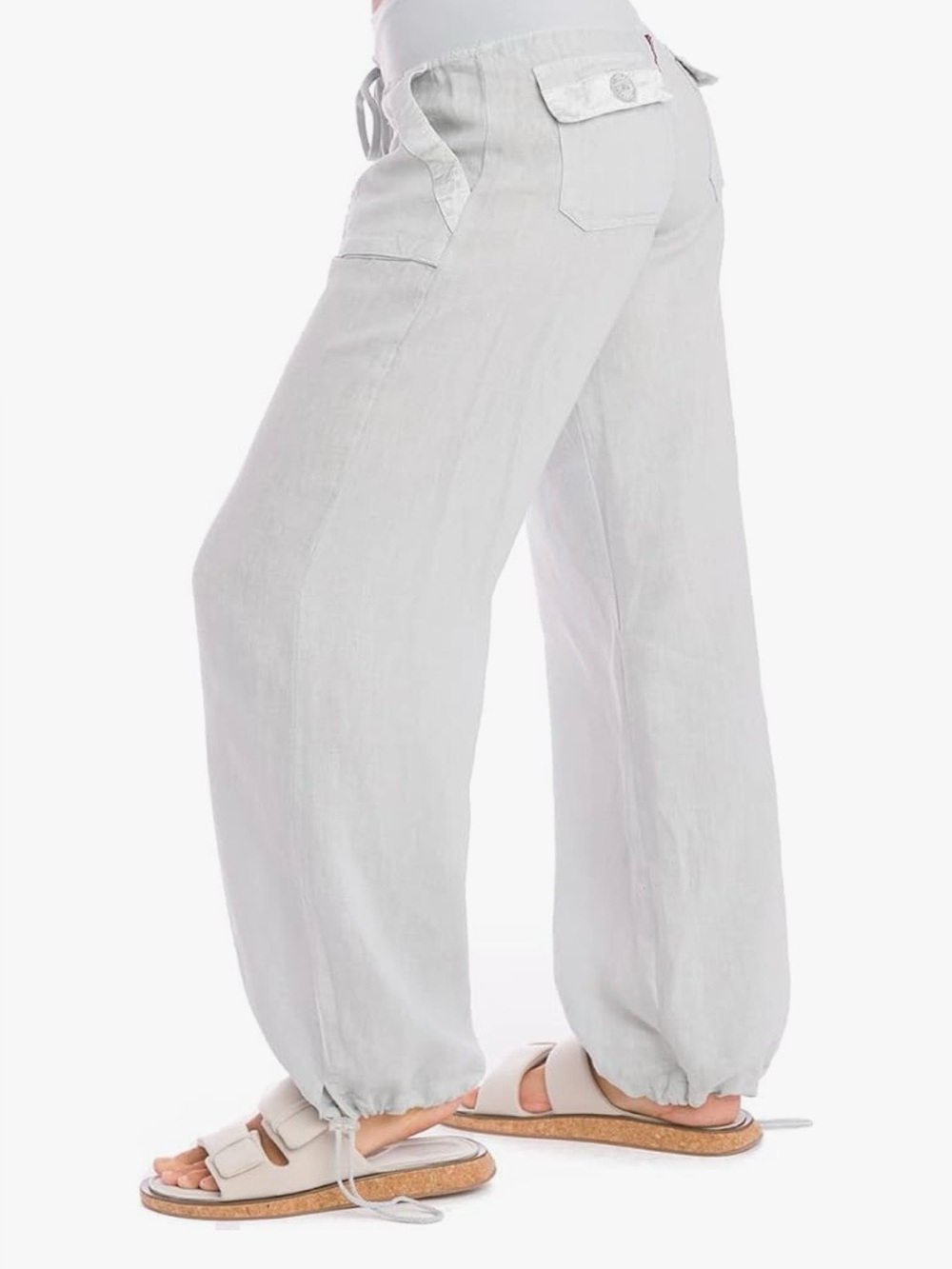 New Hard Tail Forever Wide-Leg  Blue  Linen Slouchy Cargo Pants Size XS
